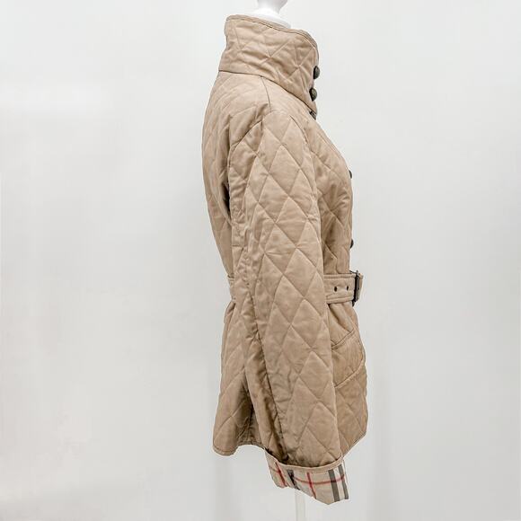 Burberry Quilted Coat Winter Down Finsbridge Plaid Jacket Check Cream M - Picture 7 of 16